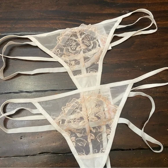 New! Bluebella set of 2 Sheer Embroidered Panty white 1778